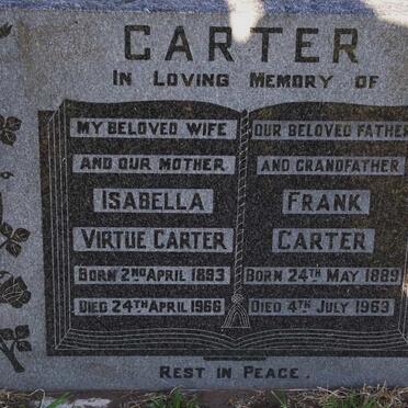 CARTER Frank 1889-1963 &amp; Isabella Virtue 1893-1966