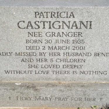CASTIGNANI Patricia nee GRANGER 1935-2001