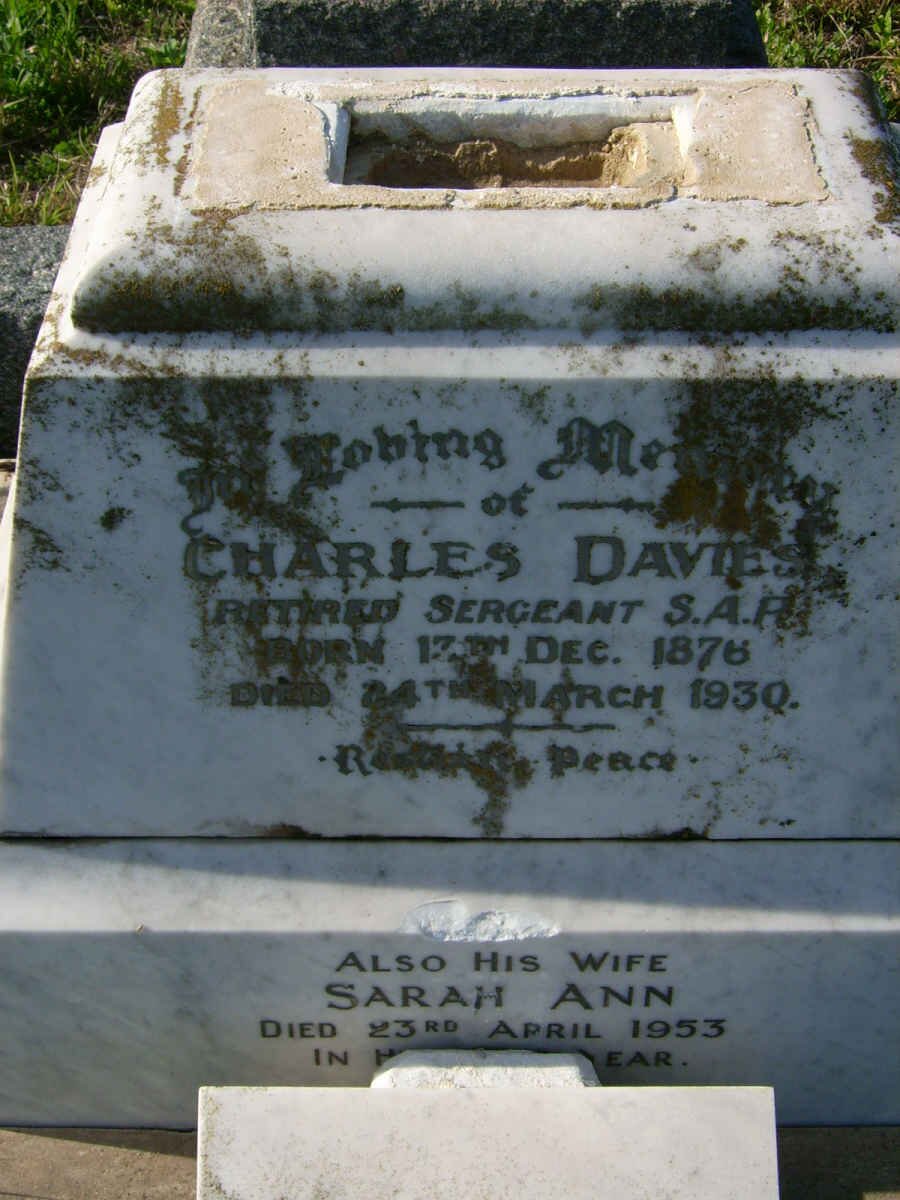 DAVIES Charles 1876-1930 &amp; Sarah Ann -1953
