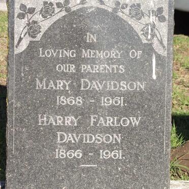 DAVIDSON Harry Farlow 1866-1961 &amp; Mary 1868-1961