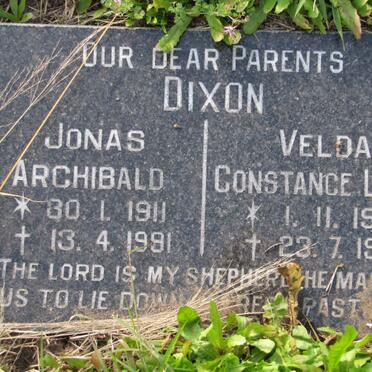 DIXON Jonas Archibald 1911-1991 &amp; Velda Constance Lily 1915-1994