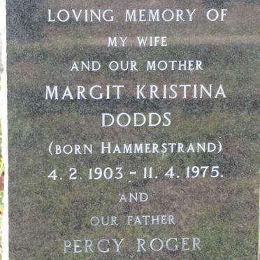 DODDS Percy Roger 1899-1985 &amp; Margit Kristina HAMMERSTRAND 1903-1975