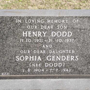 DODD Henry 1921-1937 :: GENDERS Sophia nee DODD 1904-1942