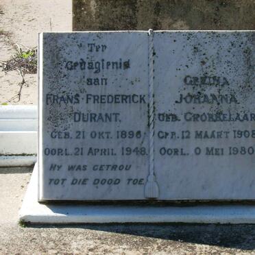 DURANT Frans Frederick 1896-1948 &amp; Gezina Johanna GROBBELAAR 1908-1980