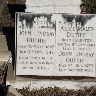 DUTHIE John Lindsay 1887-1947 :: DUTHIE Alice Maud -1890 :: DUTHIE John Lindsay -1973