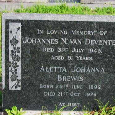 DEVENTER Johannes N., van -1943 :: BREWIS Aletta Johanna 1892-1976