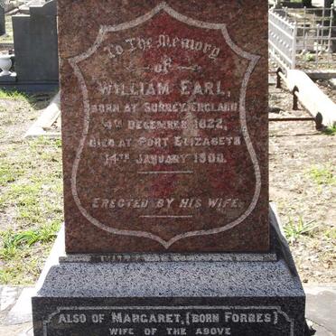 EARL William 1822-1900 &amp; Margaret FORBES -1917