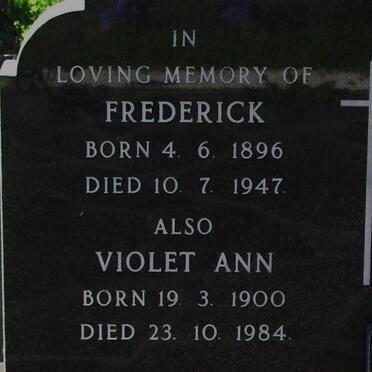 FROST Frederick 1896-1947 :: FROST Violet Ann 1900-1984 :: FROST Frederick James 1936-1955 :: FROST Geoffrey Graham 1926-1987