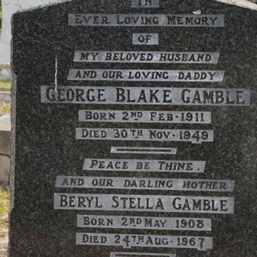 GAMBLE George Blake 1911-1949 &amp; Beryl Stella 1908-1967