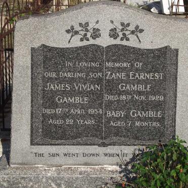 GAMBLE Zane Earnest -1929 :: GAMBLE James Vivian -1954 :: GAMBLE Baby