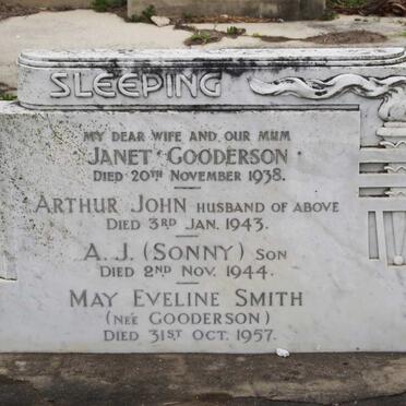 GOODERSON Arthur John -1943 &amp; Janet -1938 :: GOODERSON A.J. -1944 :: SMITH May Eveline nee GOODERSON -1957