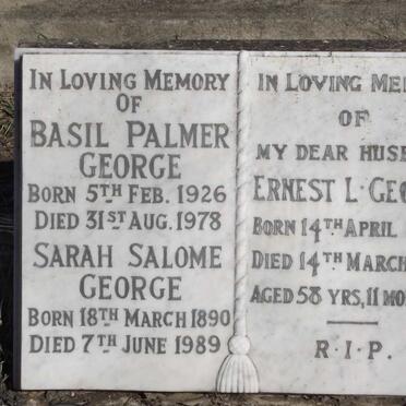 GEORGE Ernest L. 1892-1951 &amp; Sarah Salome 1890-1989 :: GEORGE Basil Palmer 1926-1978