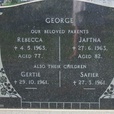 GEORGE Jaftha -1963 &amp; Rebecca -1963 :: GEORGE Gertie -1961:: GEORGE Saffier -1961