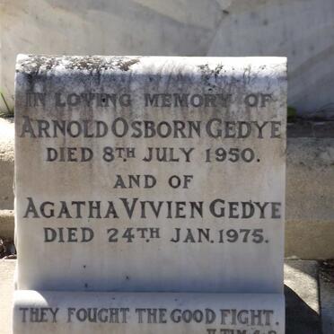 GEDYE Arnold Osborn -1950 &amp; Agatha Vivien -1975
