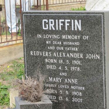 GRIFFIN Redvers Alexander John 1901-1978 &amp; Mary Anne 1908-2007