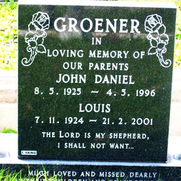 GROENER John Daniel 1925-1996 &amp; Louis 1924-2001