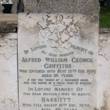 GRIFFITHS Alfred William George _1929 &amp; Harriett -1958