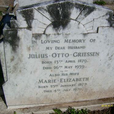 GRIESSEN Julius Otto 1879-1939 &amp; Marie Elizabeth 1877-1970
