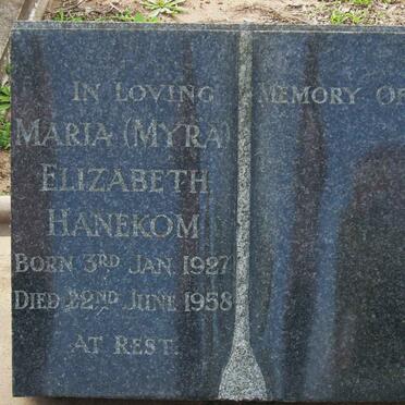 HANEKOM Maria Elizabeth 1927-1958