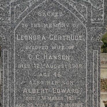 HANSEN Albert Edward -1911 :: HANSEN Leonora -1908