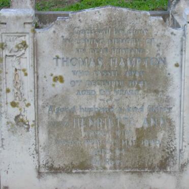 HAMPTON Thomas -1941 &amp; Henrietta Ann -1946