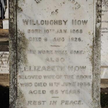HOW Willoughby 1868-1926 &amp; Elizabeth -1934