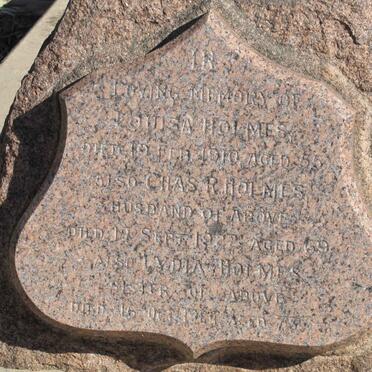 HOLMES Louisa -1910 :: HOLMES Chas R. -1922 :: HOLMES Lydia -1924
