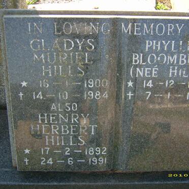 HILLS Henry Herbert 1892-1991 &amp; Gladys Muriel 1900-1984 :: BLOOMBERG Phyllis nee HILLS 1907-1997