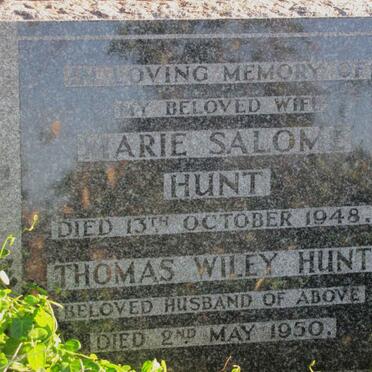 HUNT Thomas Wiley -1950 &amp; Marie Salome -1948 