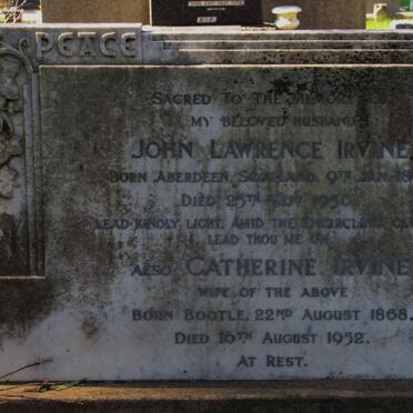 IRVINE John Lawrence 1864-1950 &amp; Catherine 1868-1952