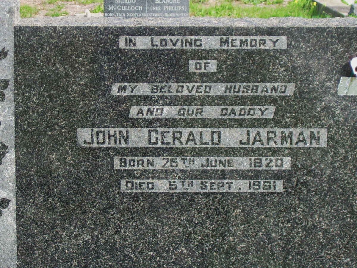 JARMAN John Gerald 1920-1981