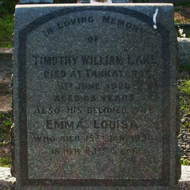 LAKE Timothy William  -1924 &amp; Emma Louisa -193?