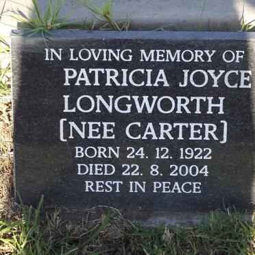 LONGWORTH Particia Joyce nee CARTER 1922-2004