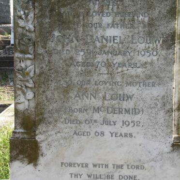 LOUW John Daniel -1950 &amp; Ann McDERMID -1952