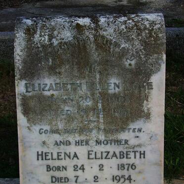 LOVE Helena Elizabeth 1876-1954 :: LOVE Elizabeth Ellen 1908-1931