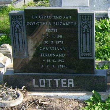 LOTTER Christiaan Ferdinand 1913-1984 &amp; Dorothea Elizabeth 1911-1979