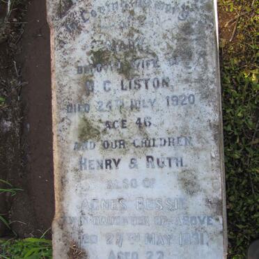 LISTON Mary -1920 :: LISTON Henry :: LISTON Ruth :: LISTON Agnes Bessie -1931