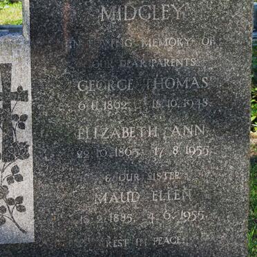 MIDGLEY George Thomas 1862-1948 &amp; Elizabeth Ann 1863-1955 :: MIDGLEY Maud Ellen 1885-1955