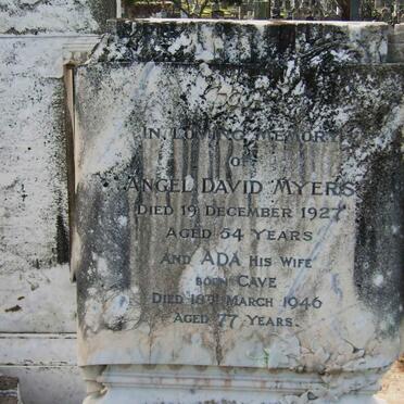 MYERS Angel David -1927 &amp; Ada CAVE -1946