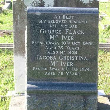 McIVER George Flack -1965 &amp; Jacoba Christina -1974