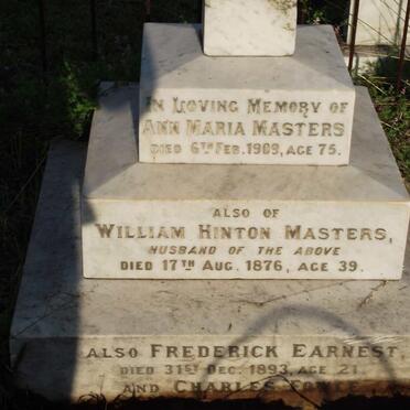 MASTERS William Hinton -1876 &amp; Ann Maria -1909 :: MASTERS Frederick Ernest -1893 :: MASTERS  Charles Fowke