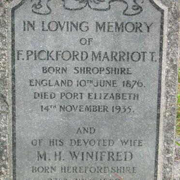 MARRIOTT F. Pickford 1876-1935 &amp; M.H. Winifred 1880-1964