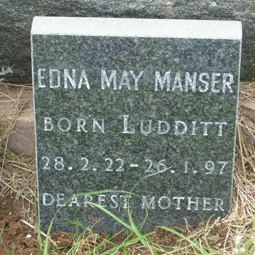 MANSER Edna May nee LUDDITT 1922-1997