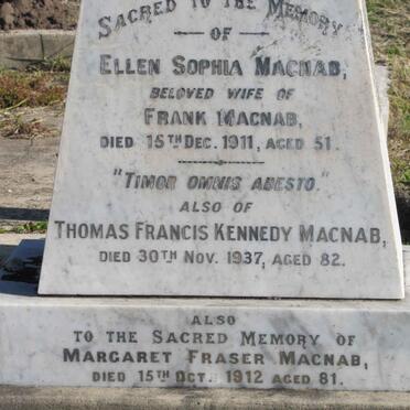 MACNAB Thomas Francis Kennedy -1937 &amp; Ellen Sophia -1911 :: MACNAB Margaret Fraser -1912