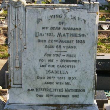 MATHIESON Daniel -1938 &amp; Hester -1962 :: MATHIESON Isabella -1957