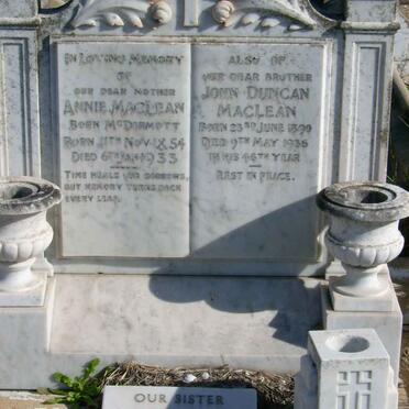 MACLEAN  John Duncan 1890-1935 &amp; Annie McDERMOTT 1854-1933 :: MACLEAN Tenie -1961