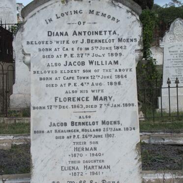 MOENS Jacob Bernelot 1834-1907 &amp; Diana Antoinetta 1842-1899