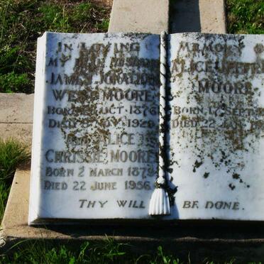 MOORE - James Jonathan West 1876-1929 &amp; Alice Chrissie 1879-1956 :: MOORE Alice Jeffrey 1913-1936