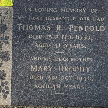 PENFOLD Thomas R. -1955 &amp; Mary Brophy -1940