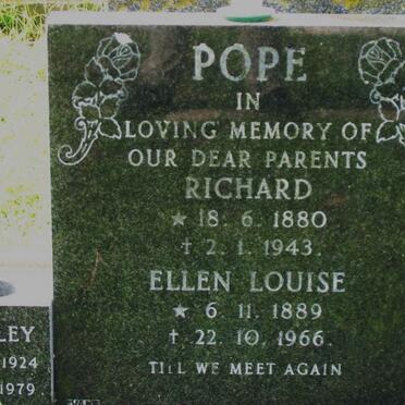 POPE Richard 1880-1943 &amp; Ellen Louise 1889-1966